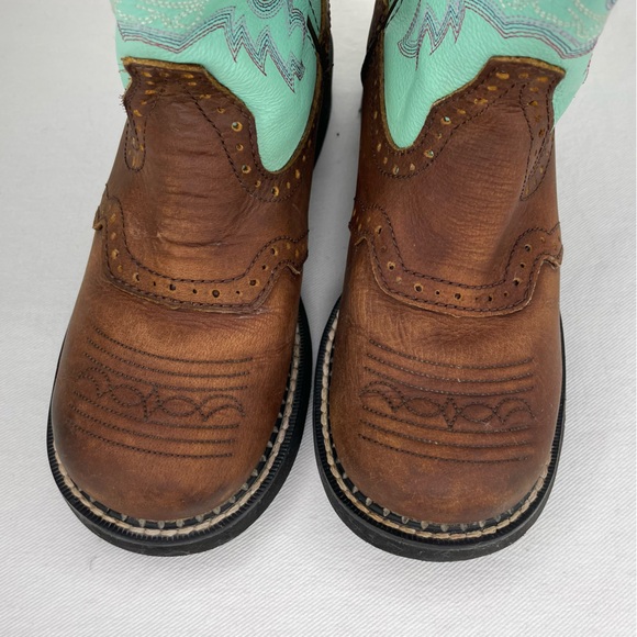 Justin Gypsy Boots Women’s 7B Brown Turquoise Blue Leather Embroidered Western - Picture 10 of 16